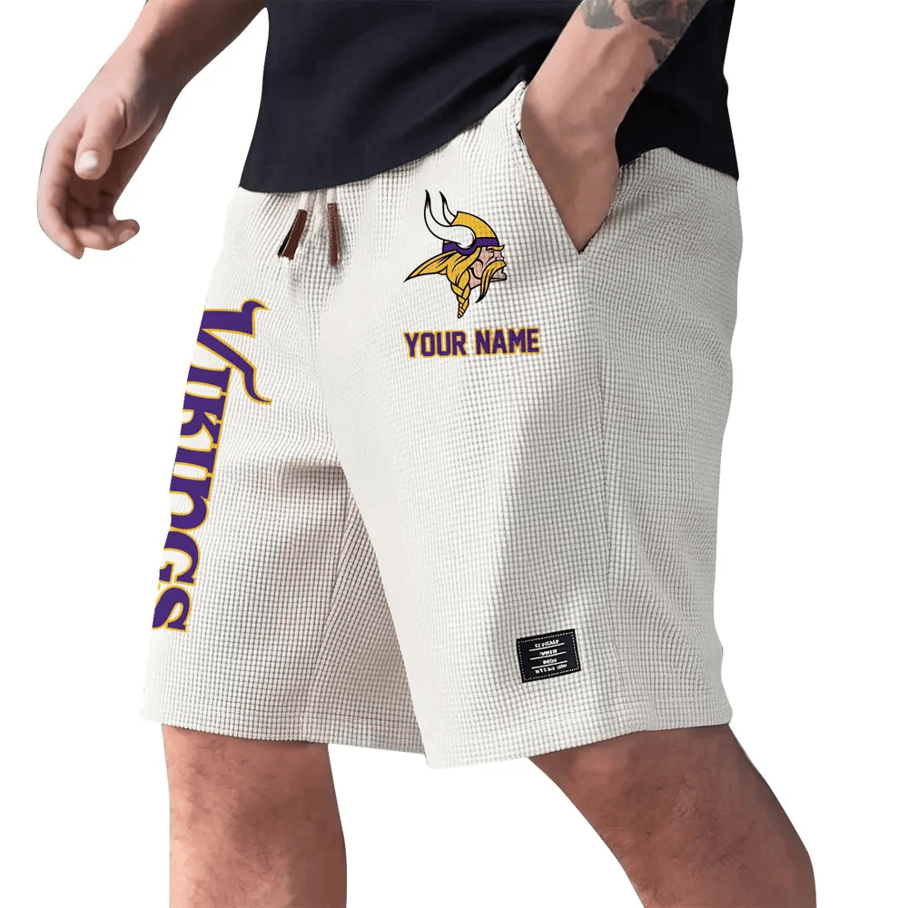 Minnesota Vikings Waffle Knit Drawstring Casual Shorts P2GJC9