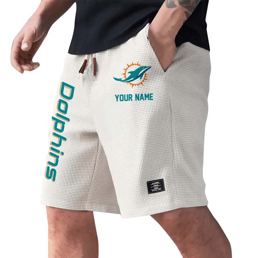 Miami Dolphins Waffle Knit Drawstring Casual Shorts PQKBAV