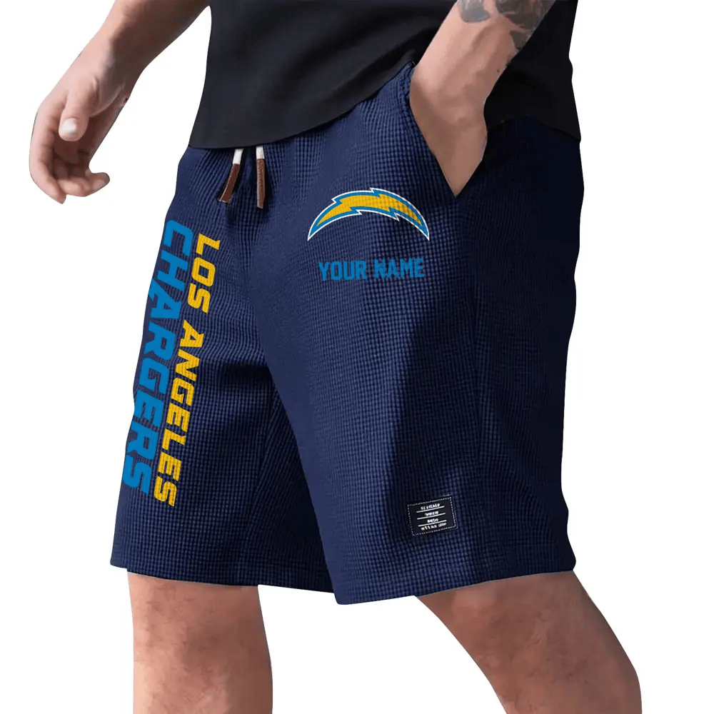 Los Angeles Chargers Waffle Knit Drawstring Casual Shorts PE9XHN