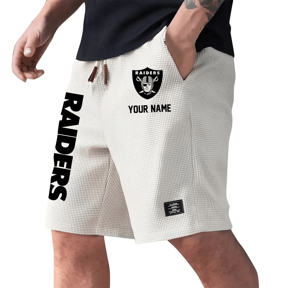 Las Vegas Raiders Waffle Knit Drawstring Casual Shorts PKKWWL