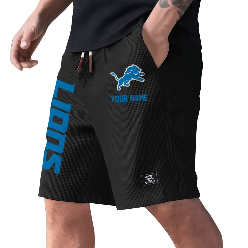 Detroit Lions Waffle Knit Drawstring Casual Shorts PBCPZP