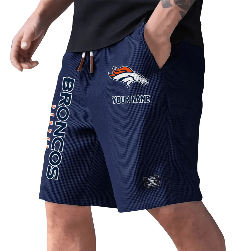 Denver Broncos Waffle Knit Drawstring Casual Shorts PP8X6E