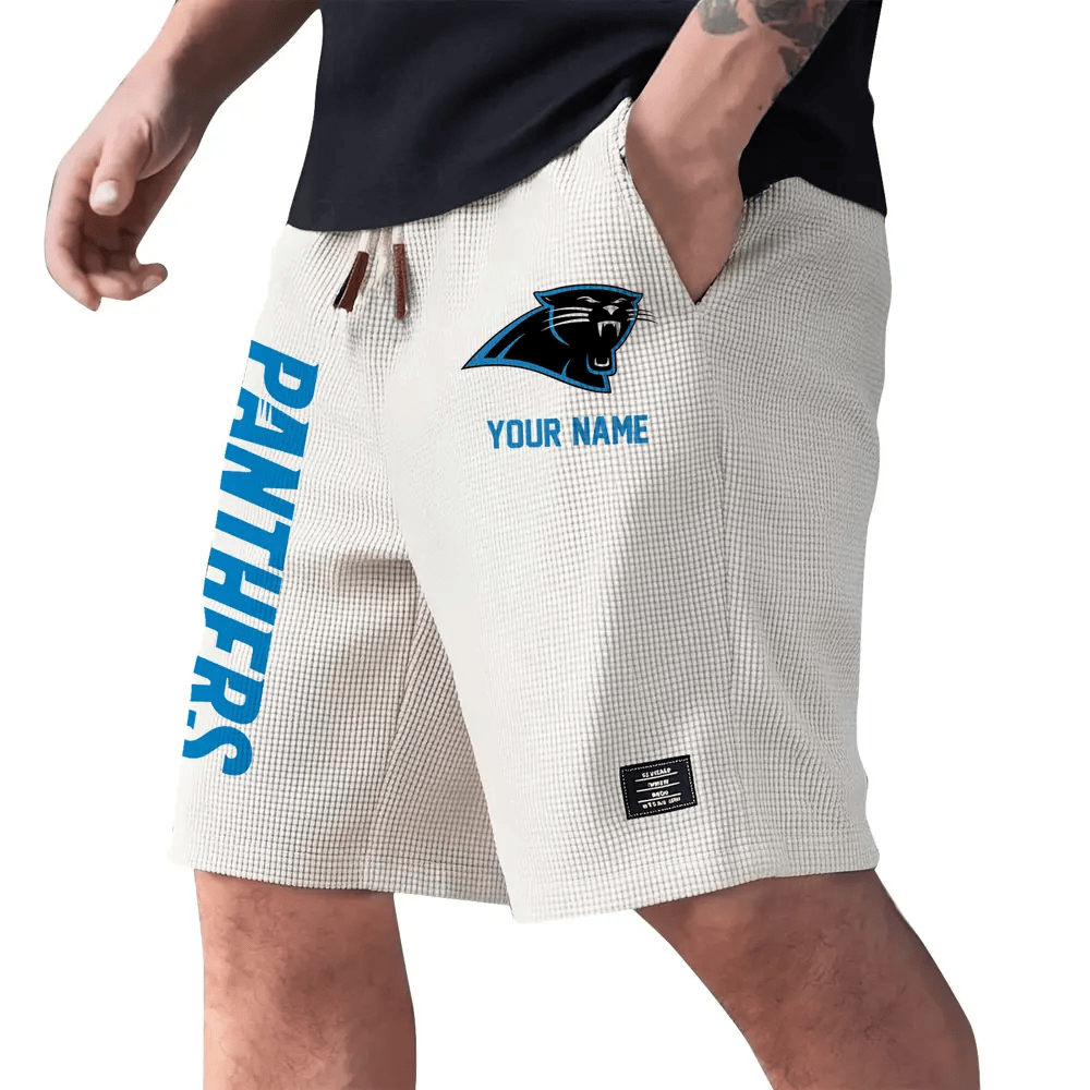 Carolina Panthers Waffle Knit Drawstring Casual Shorts PPPUF5