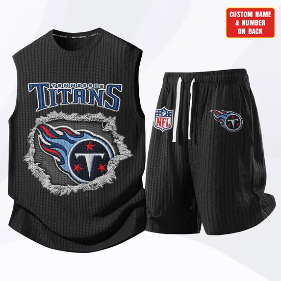 Tennessee Titans Waffle Knit Sleeveless Shorts Set PGT89G