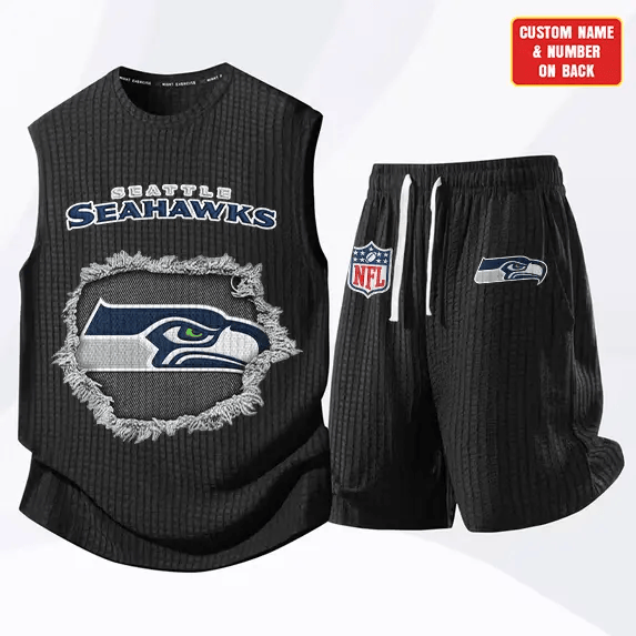 Seattle Seahawks Waffle Knit Sleeveless Shorts Set PAKPNK