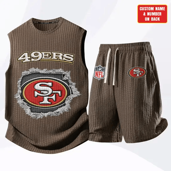 San Francisco 49ers Waffle Knit Sleeveless Shorts Set PPZPSU