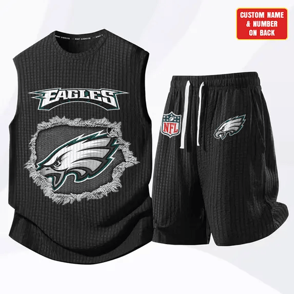 Philadelphia Eagles Waffle Knit Sleeveless Shorts Set PFS8MA