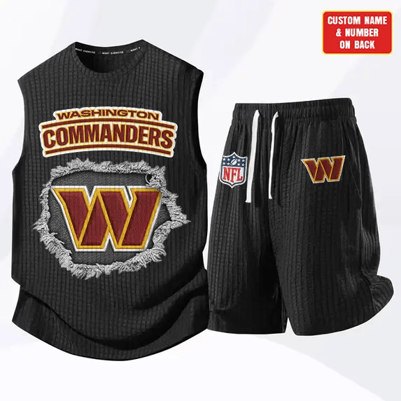 Washington Commanders Waffle Knit Sleeveless Shorts Set PBCEQ9