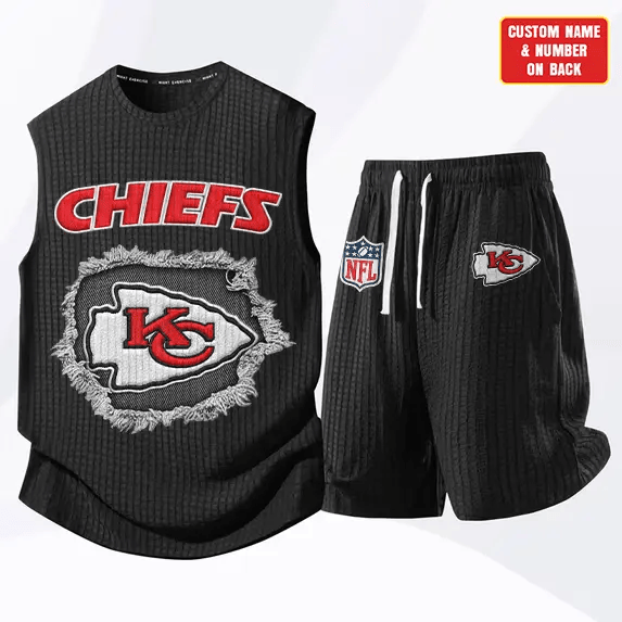 Kansas City Chiefs Waffle Knit Sleeveless Shorts Set PQRL68