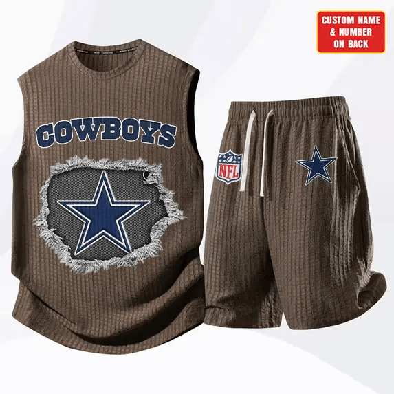 Dallas Cowboys Waffle Knit Sleeveless Shorts Set P8PSAJ
