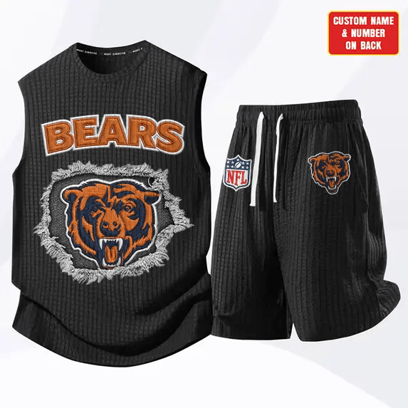Chicago Bears Waffle Knit Sleeveless Shorts Set PNLSYV
