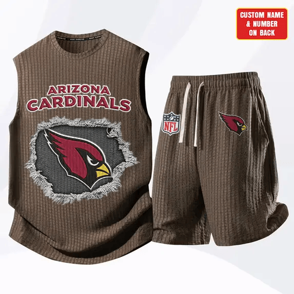 Arizona Cardinals Waffle Knit Sleeveless Shorts Set PD7WRG