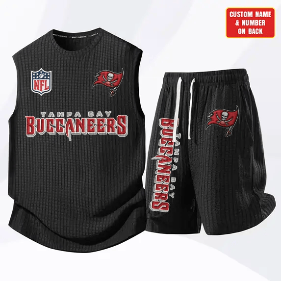 Tampa Bay Buccaneers Waffle Knit Sleeveless Shorts Set PYU7MJ