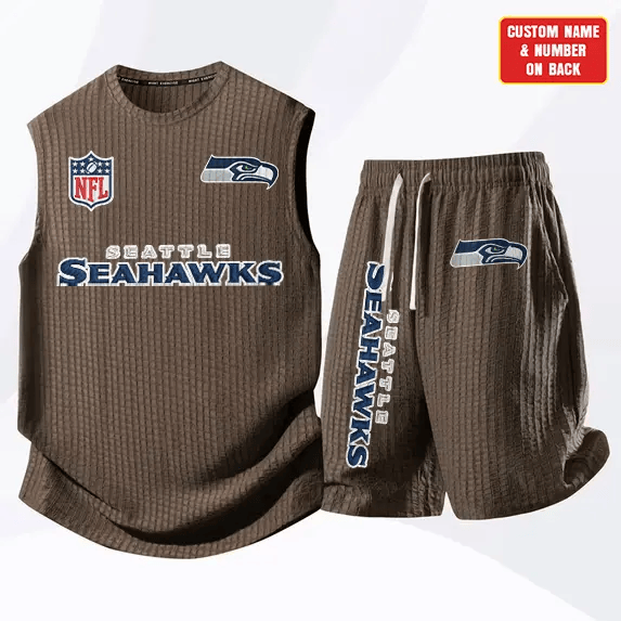 Seattle Seahawks Waffle Knit Sleeveless Shorts Set PFCNQ2
