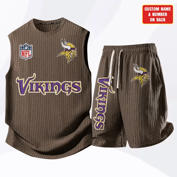 Minnesota Vikings Waffle Knit Sleeveless Shorts Set PQAC2A