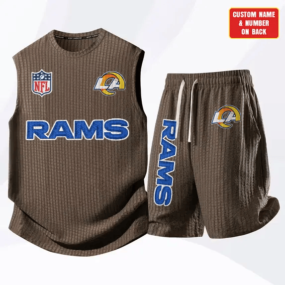 Los Angeles Rams Waffle Knit Sleeveless Shorts Set P7PUB4