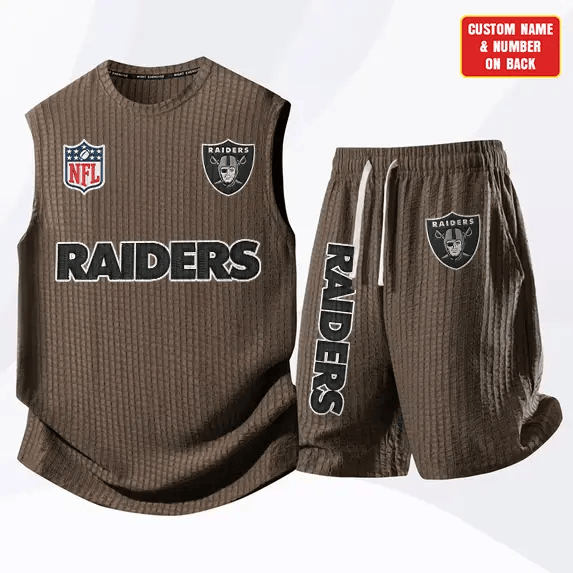 Las Vegas Raiders Waffle Knit Sleeveless Shorts Set PBKTYB