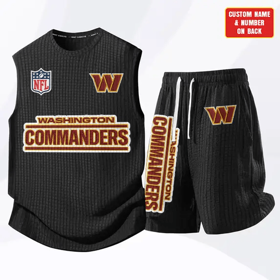 Washington Commanders Waffle Knit Sleeveless Shorts Set PQ664Y