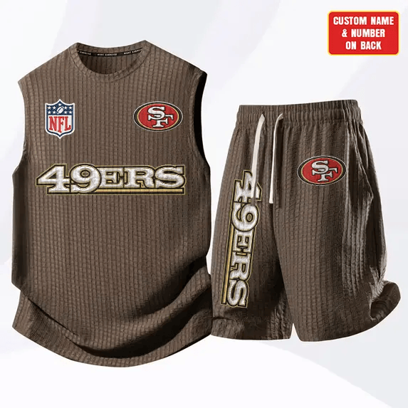 San Francisco 49ers Waffle Knit Sleeveless Shorts Set P9KWQB