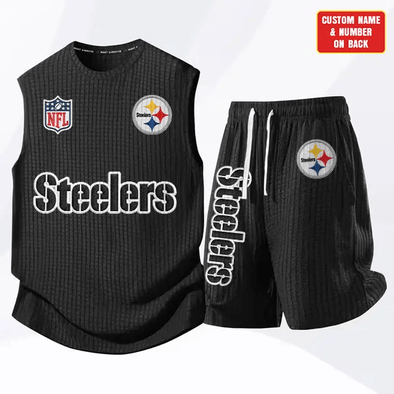 Pittsburgh Steelers Waffle Knit Sleeveless Shorts Set PDM67J