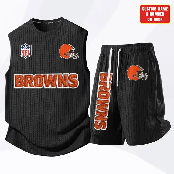 Cleveland Browns Waffle Knit Sleeveless Shorts Set P3NWPD