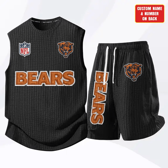 Chicago Bears Waffle Knit Sleeveless Shorts Set PXELZK