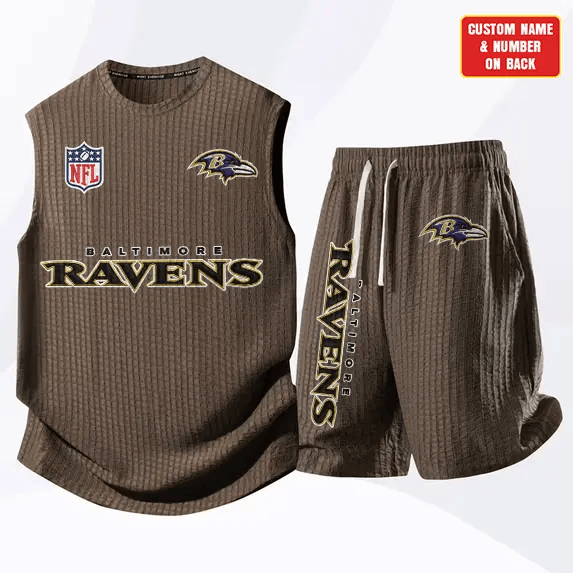 Baltimore Ravens Waffle Knit Sleeveless Shorts Set PXN4DT