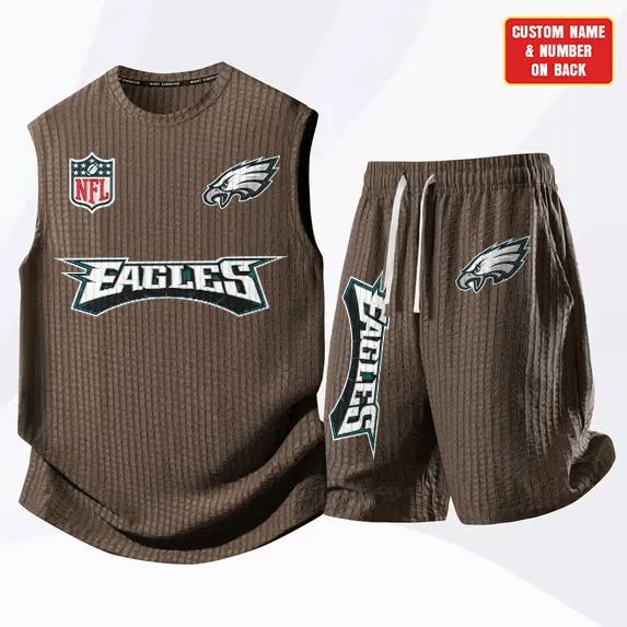 Philadelphia Eagles Waffle Knit Sleeveless Shorts Set PSQUU8