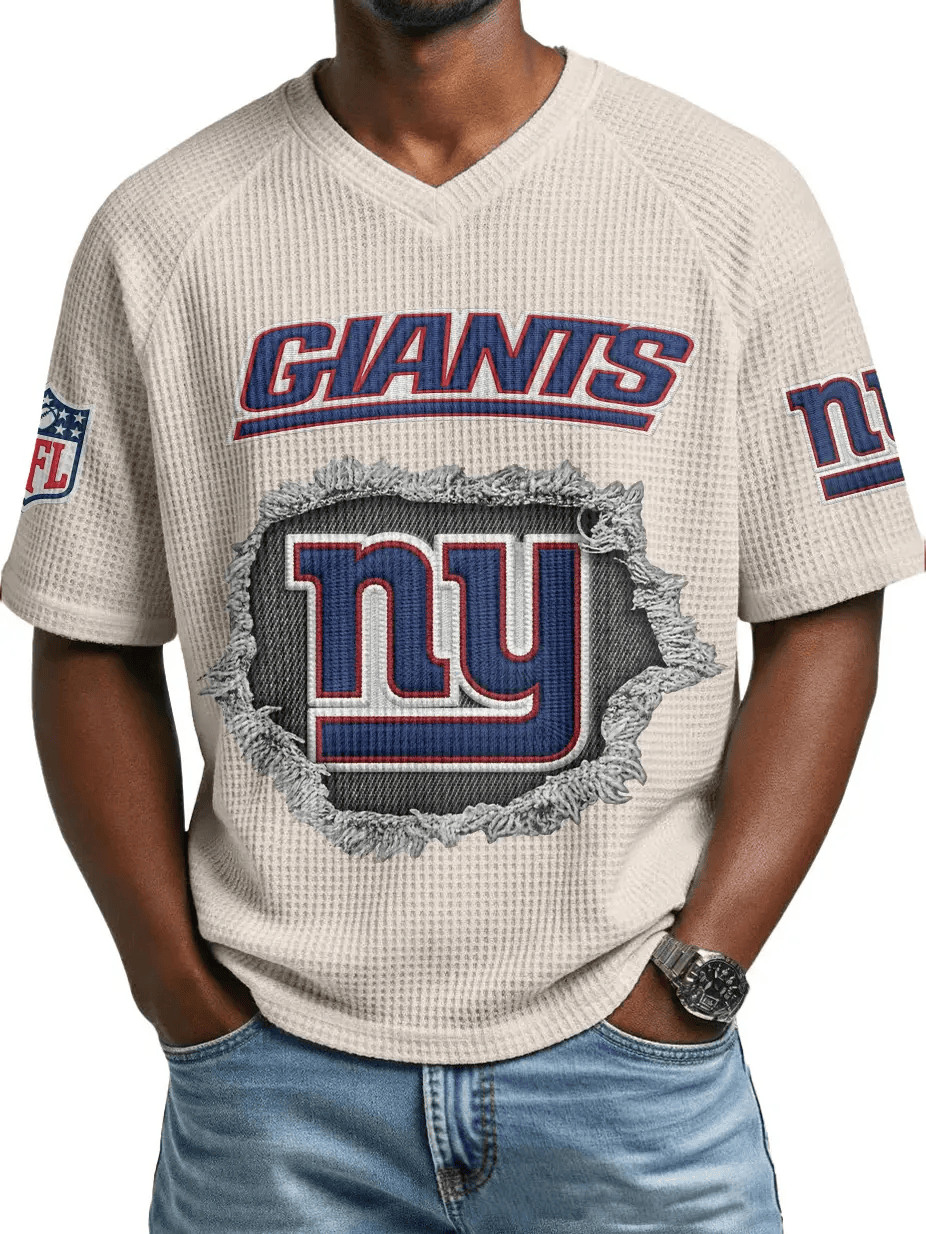 New York Giants Men’s Waffle V-neck T-shirt P99MJT