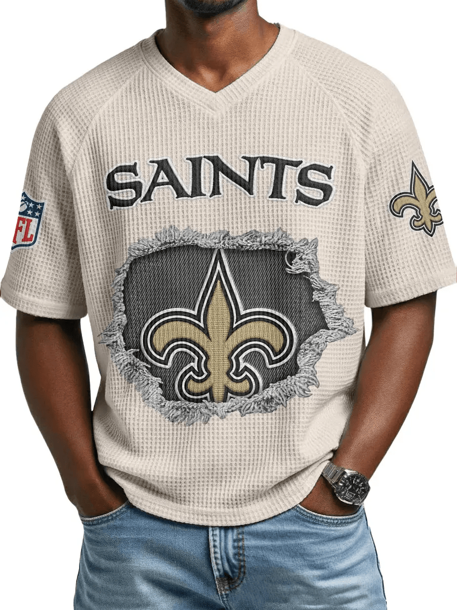 New Orleans Saints Men’s Waffle V-neck T-shirt PV8UC6