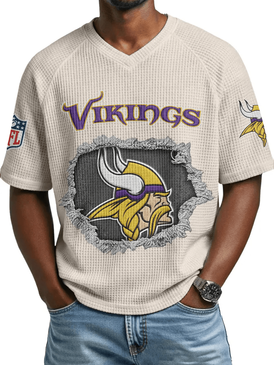 Minnesota Vikings Men’s Waffle V-neck T-shirt PDBDYW