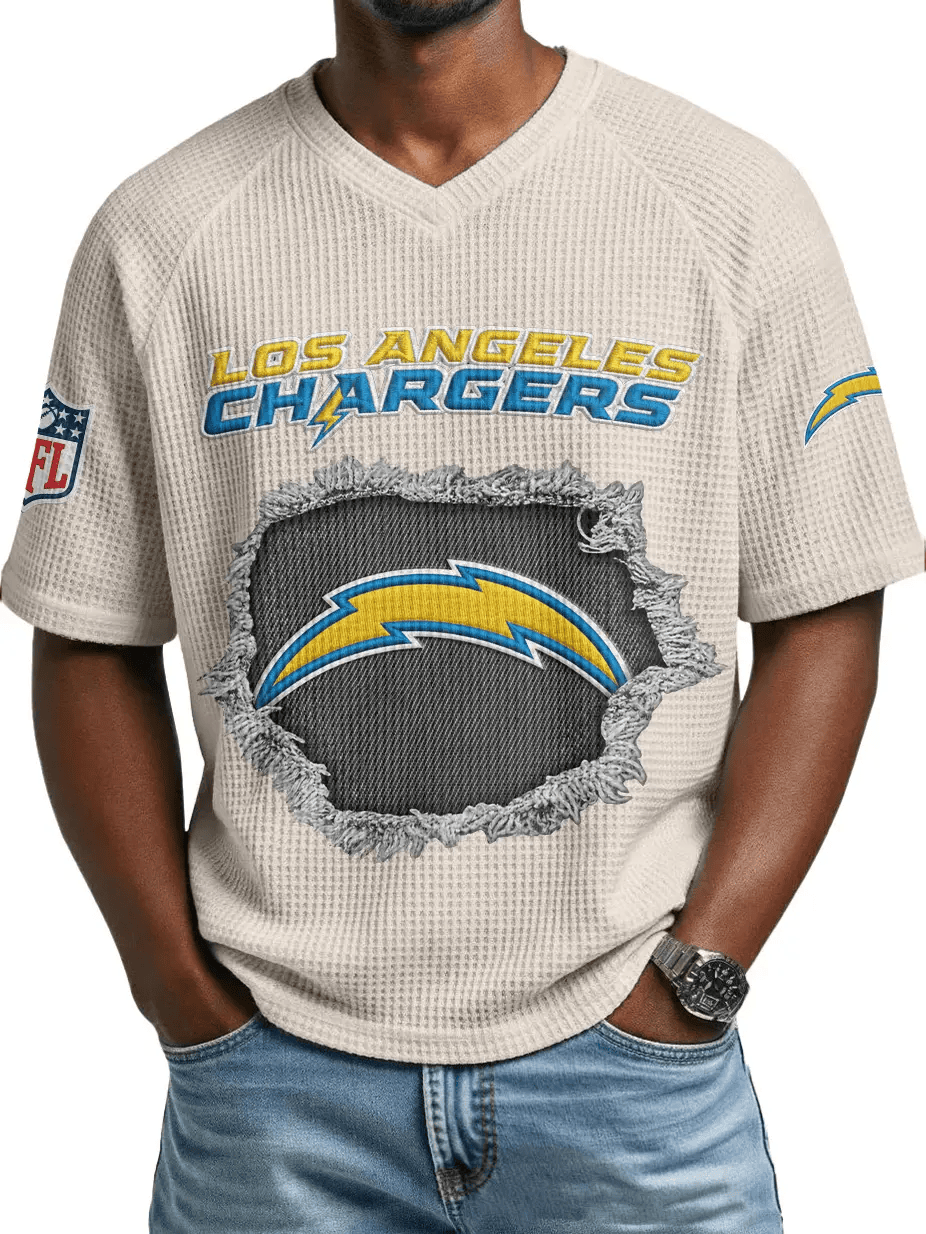 Los Angeles Chargers Men’s Waffle V-neck T-shirt PGUXQ8