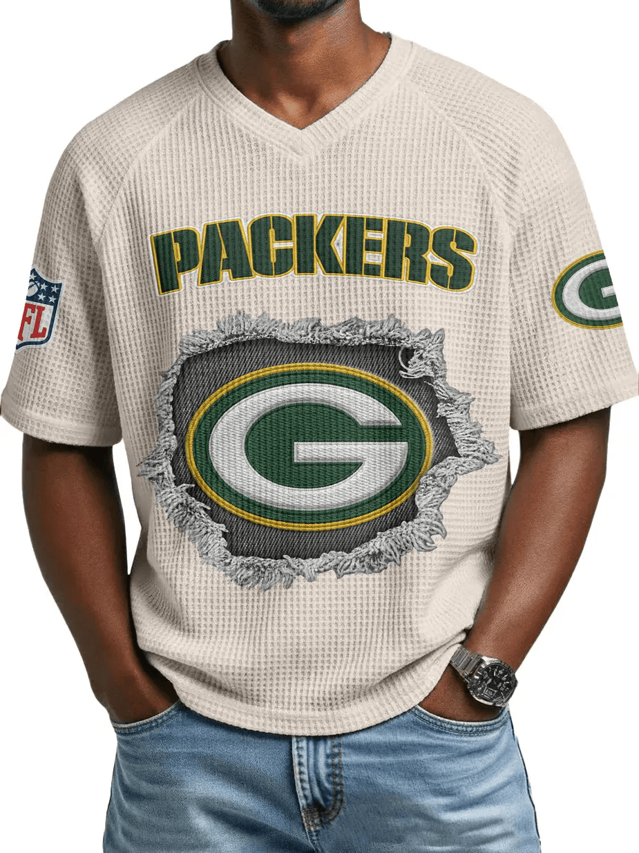 Green Bay Packers Men’s Waffle V-neck T-shirt P5N99Q