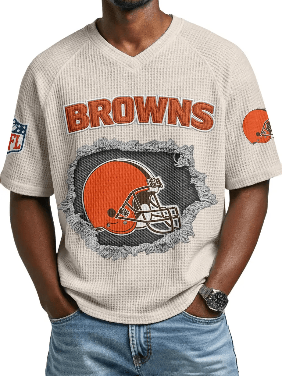 Cleveland Browns Men’s Waffle V-neck T-shirt P3HR2L