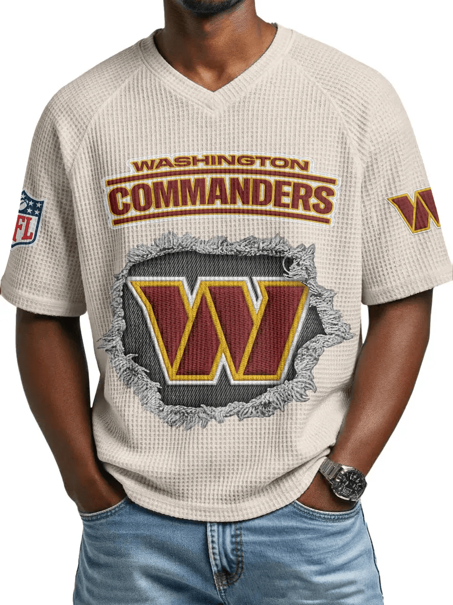 Washington Commanders Men’s Waffle V-neck T-shirt PHW2CG