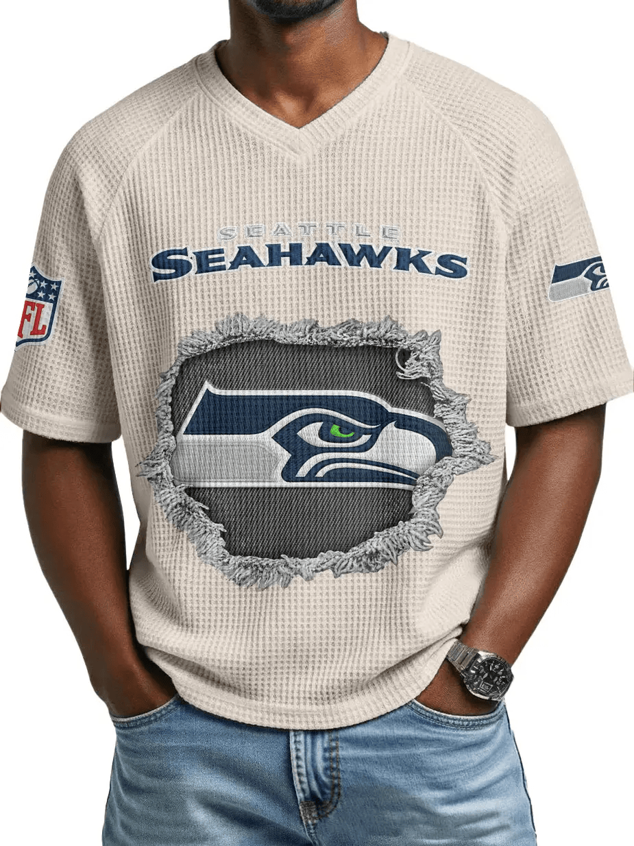 Seattle Seahawks Men’s Waffle V-neck T-shirt PEQJZB