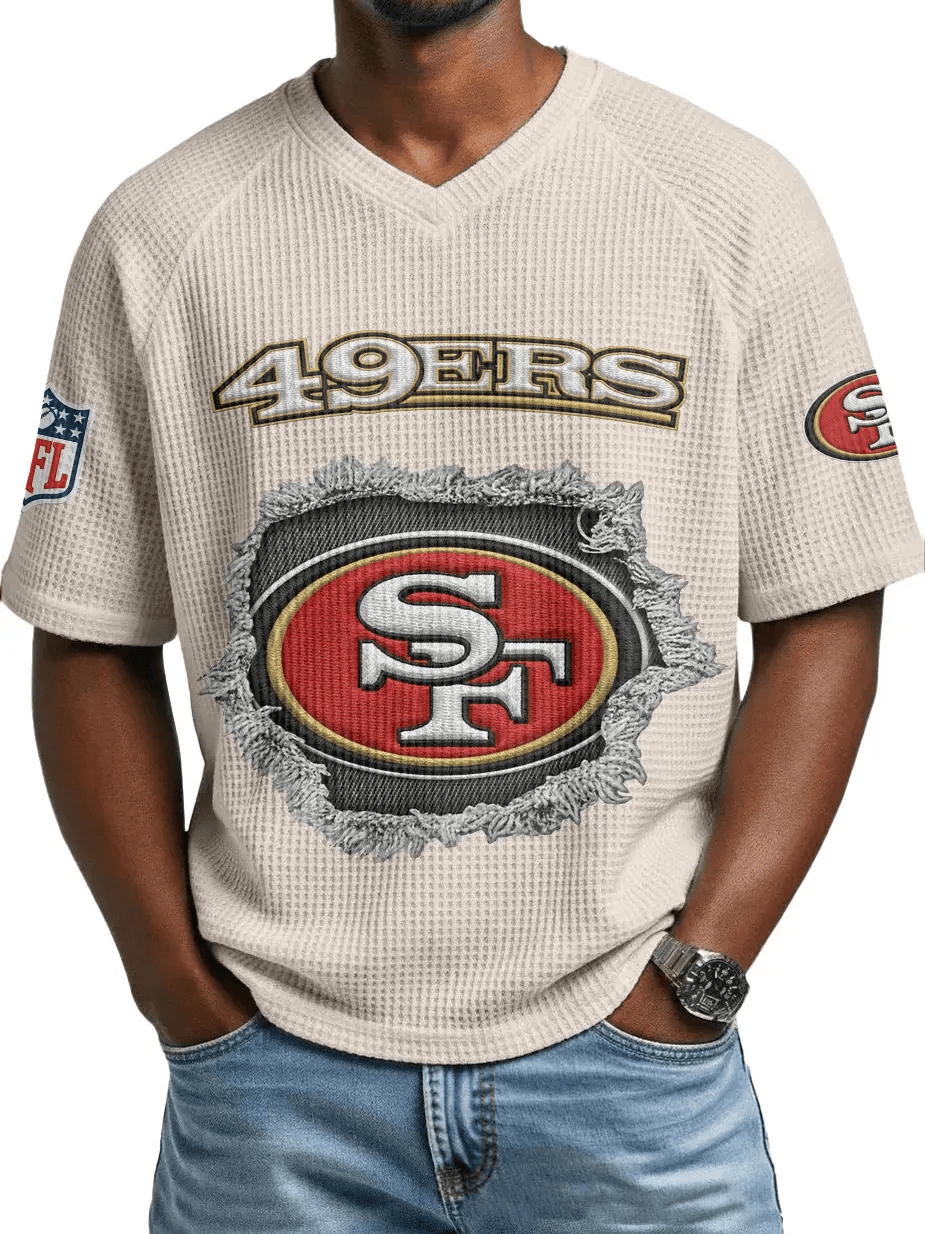 San Francisco 49ers Men’s Waffle V-neck T-shirt PAVGWD