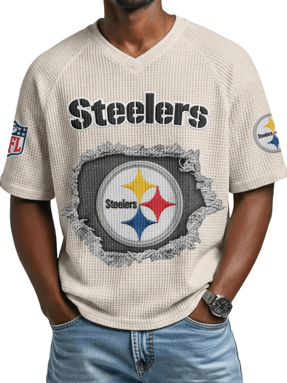 Pittsburgh Steelers Men’s Waffle V-neck T-shirt P868ET