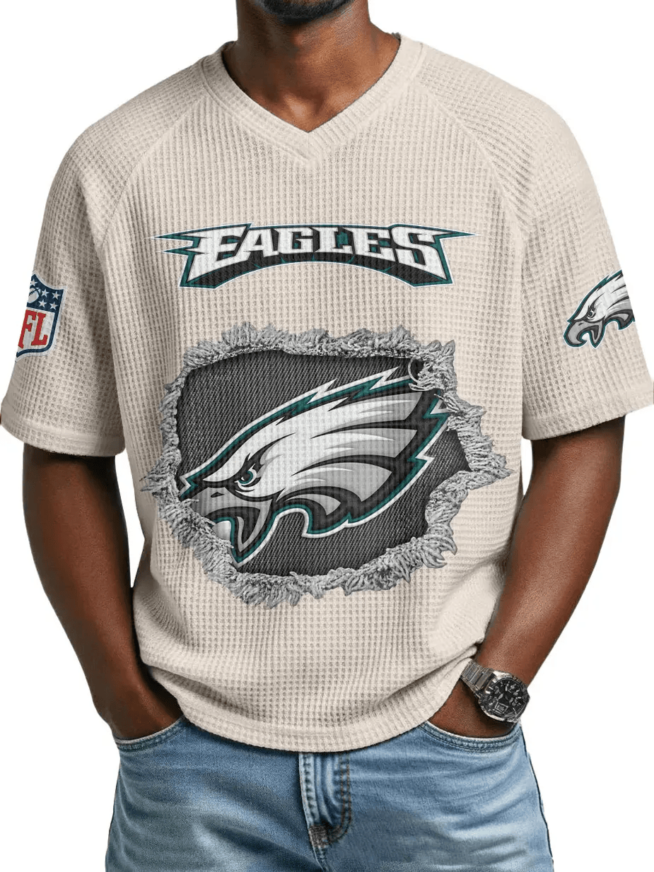 Philadelphia Eagles Men’s Waffle V-neck T-shirt PWSDNU