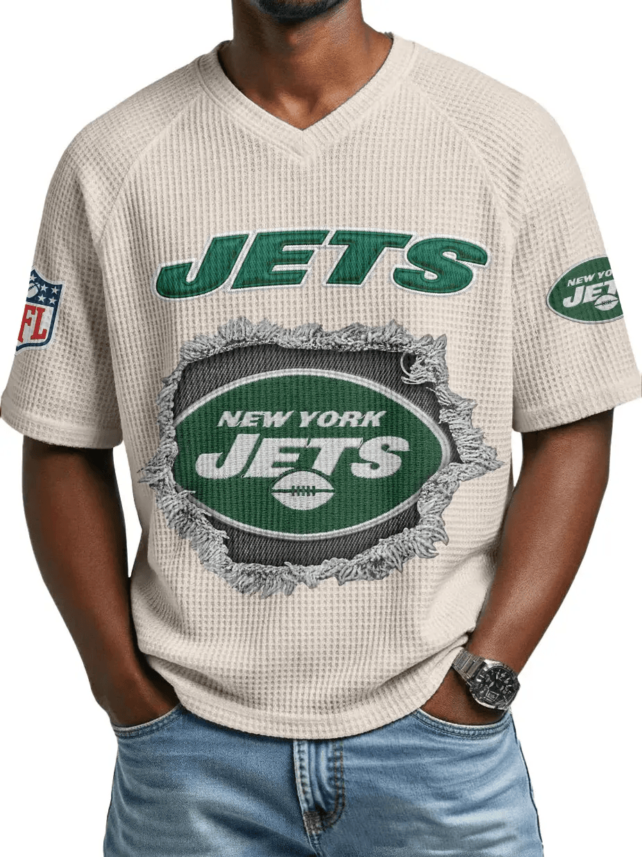 New York Jets Men’s Waffle V-neck T-shirt PNM64D
