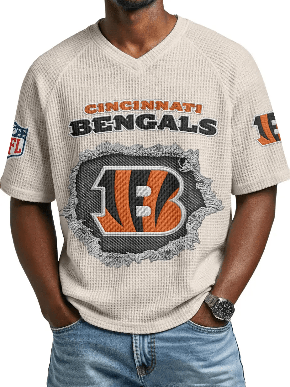 Cincinnati Bengals Men’s Waffle V-neck T-shirt PPCAR3