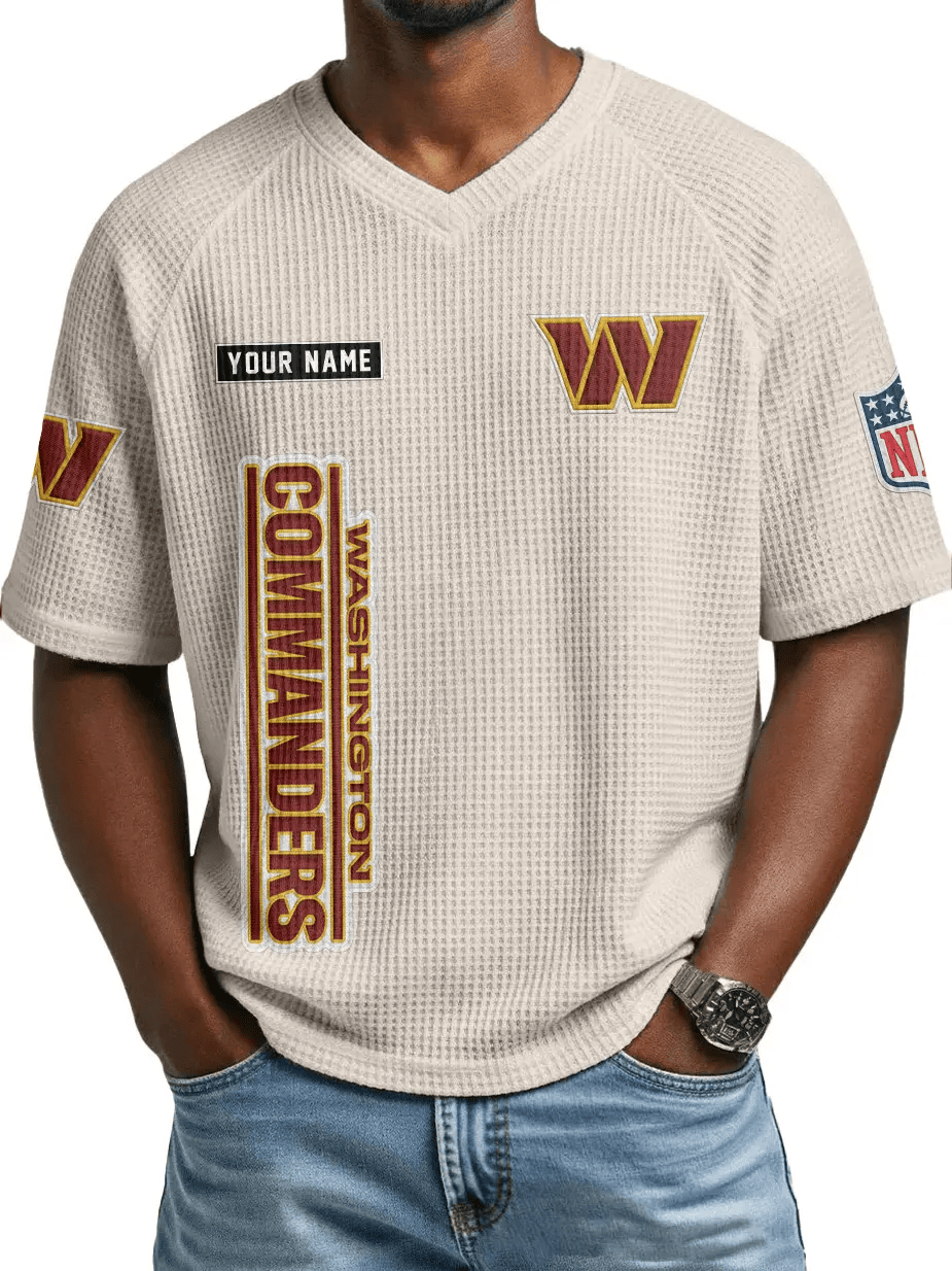 Washington Commanders Men’s Waffle V-neck T-shirt PKS3GW