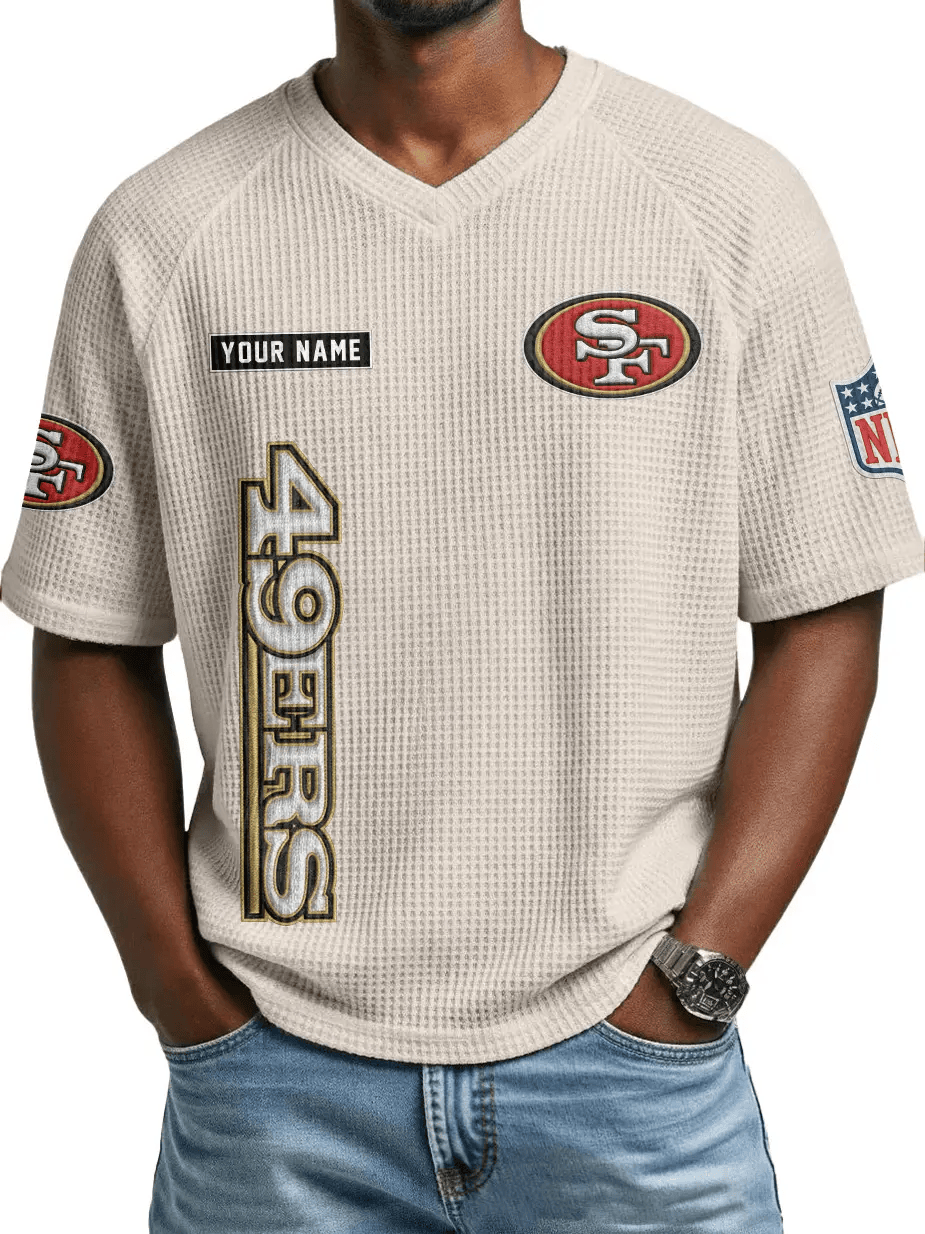 San Francisco 49ers Men’s Waffle V-neck T-shirt PHVNC6