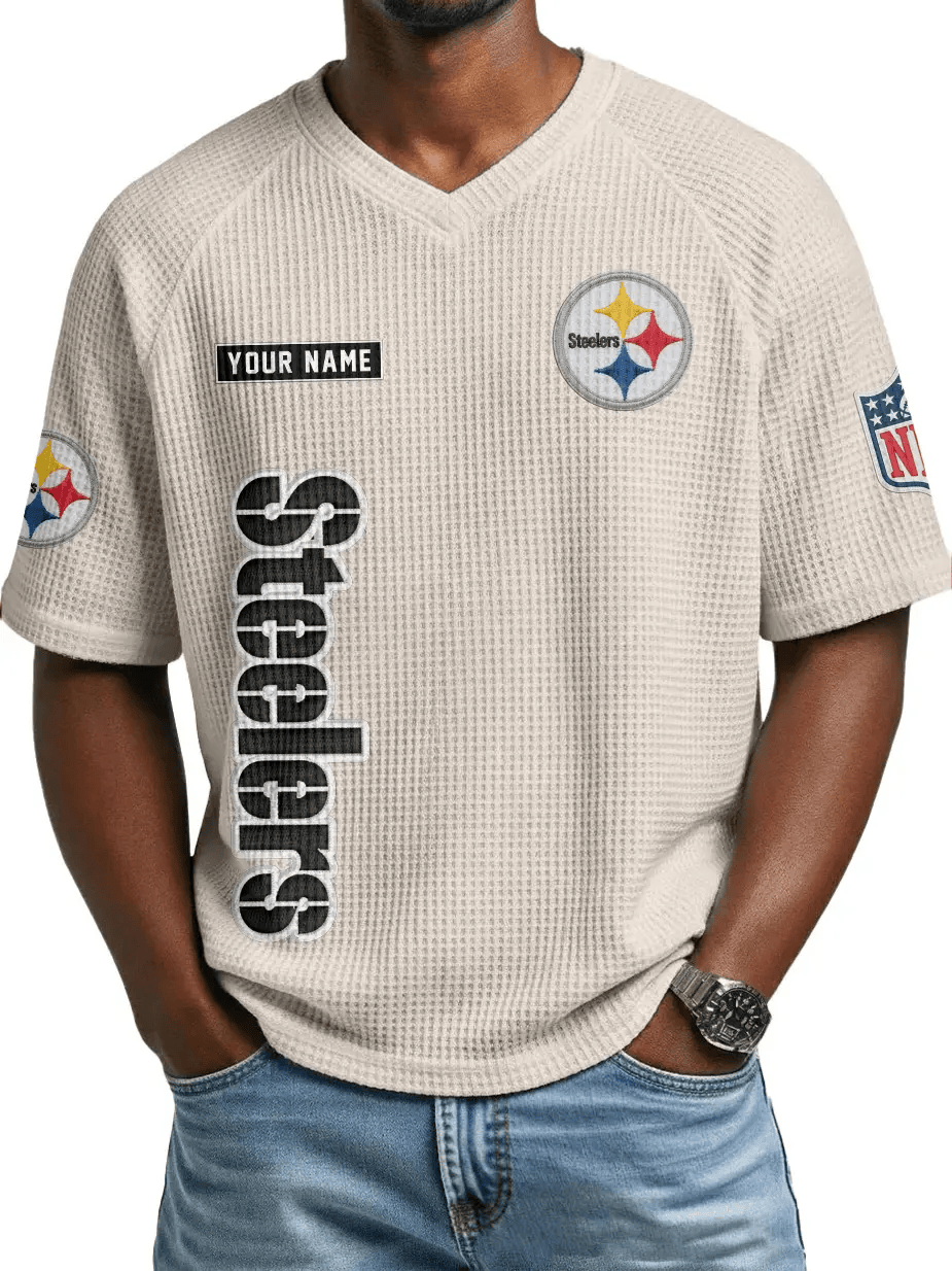 Pittsburgh Steelers Men’s Waffle V-neck T-shirt PV9C58