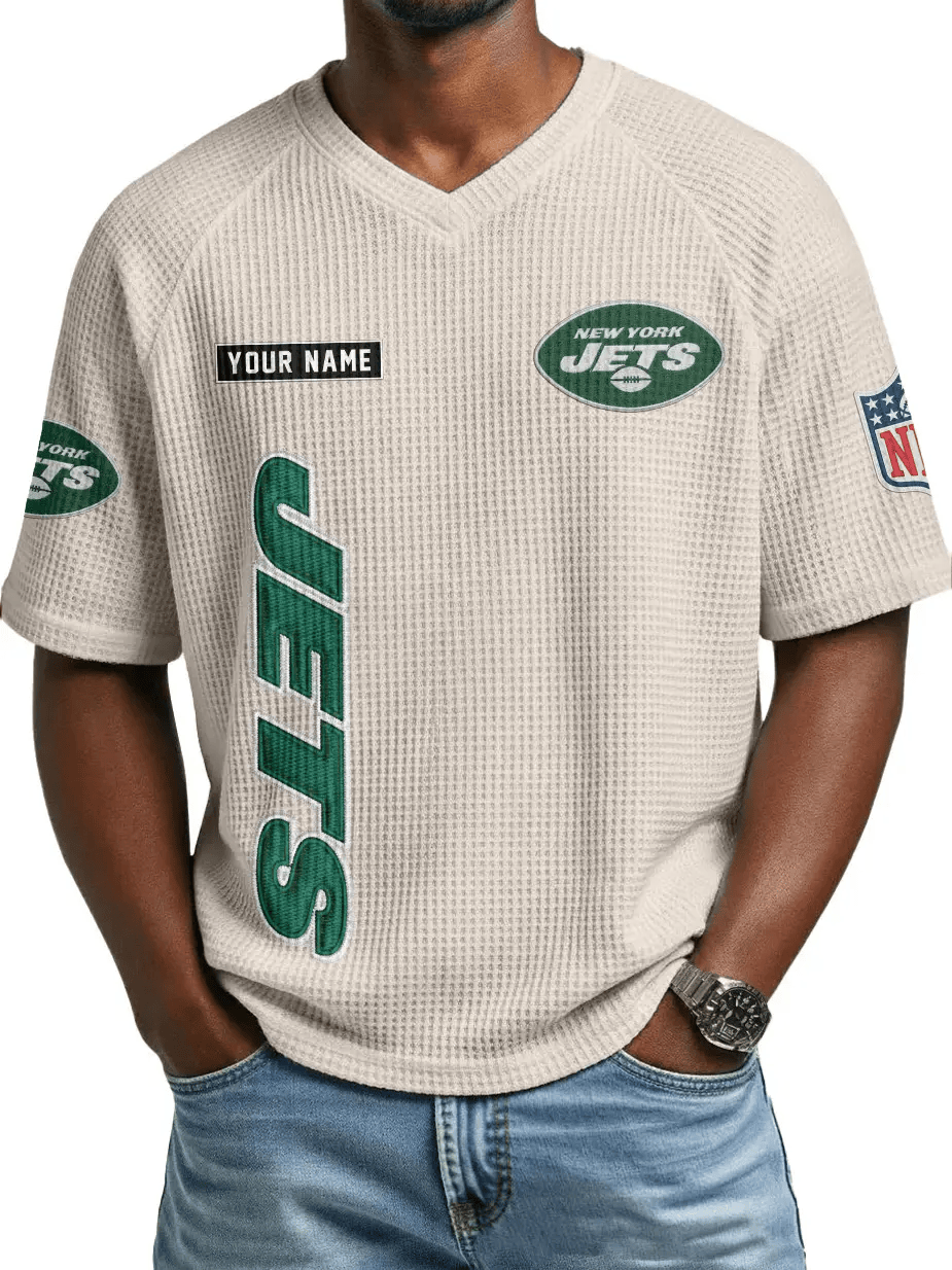 New York Jets Men’s Waffle V-neck T-shirt PA54EC