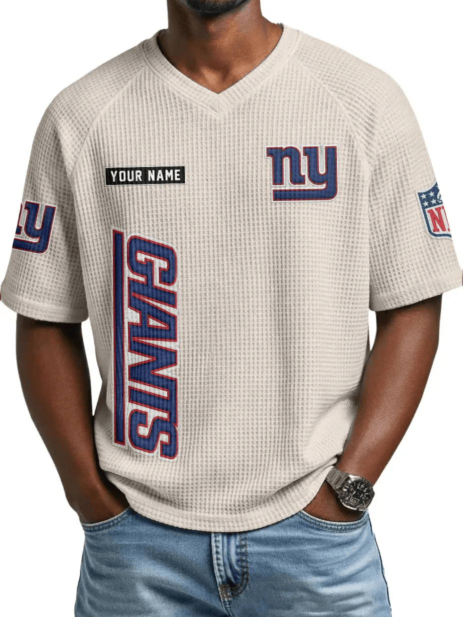 New York Giants Men’s Waffle V-neck T-shirt P9YPQR