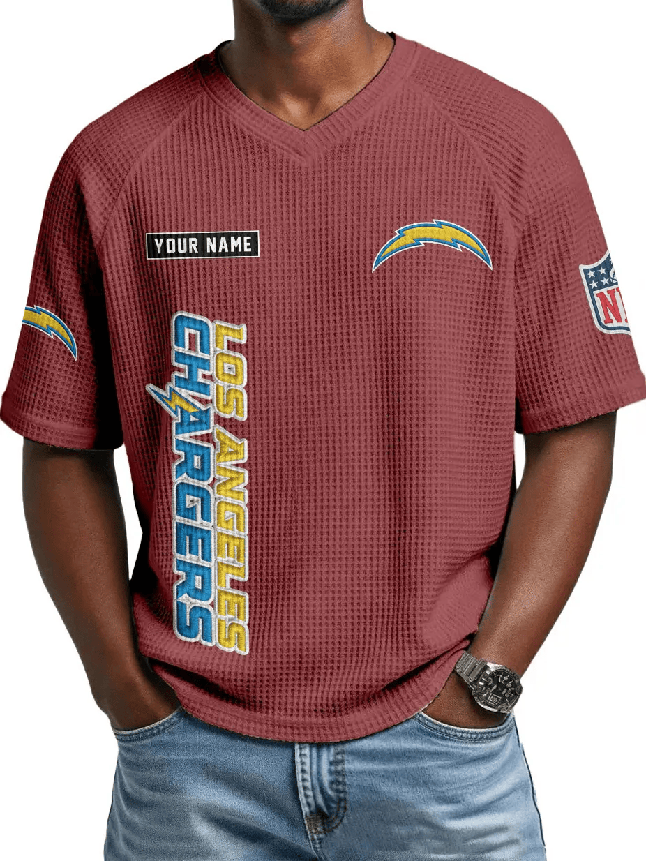 Los Angeles Chargers Men’s Waffle V-neck T-shirt PDGWLD