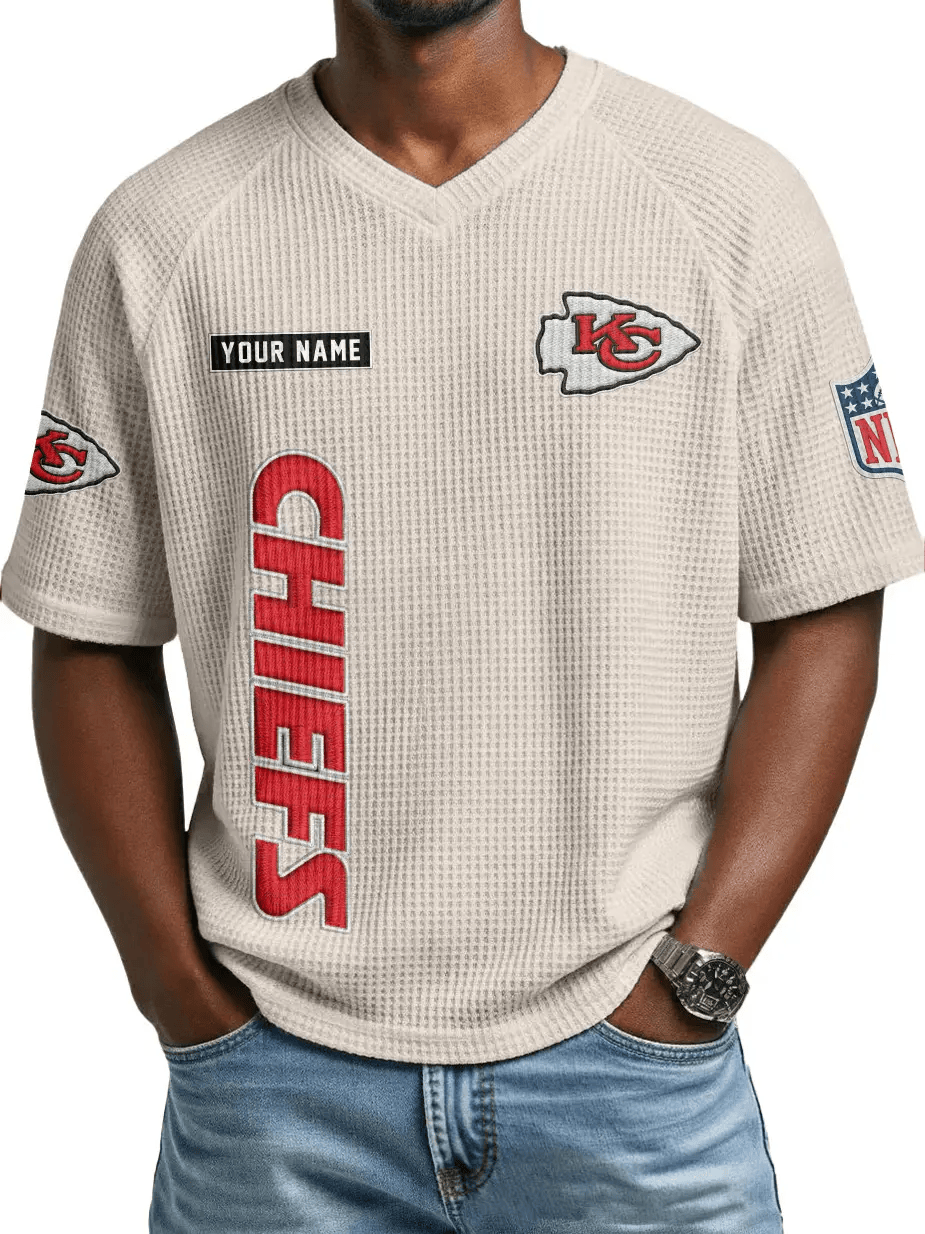 Kansas City Chiefs Men’s Waffle V-neck T-shirt PUGCUV