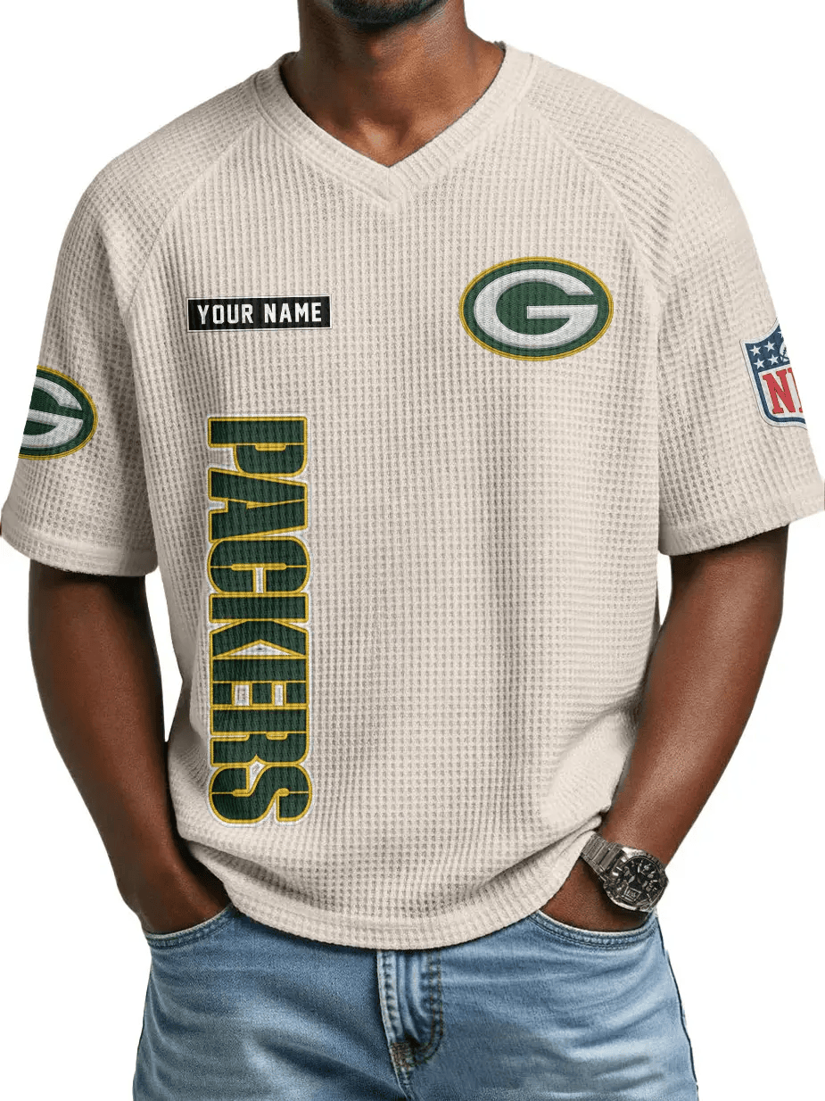 Green Bay Packers Men’s Waffle V-neck T-shirt P9PUNQ
