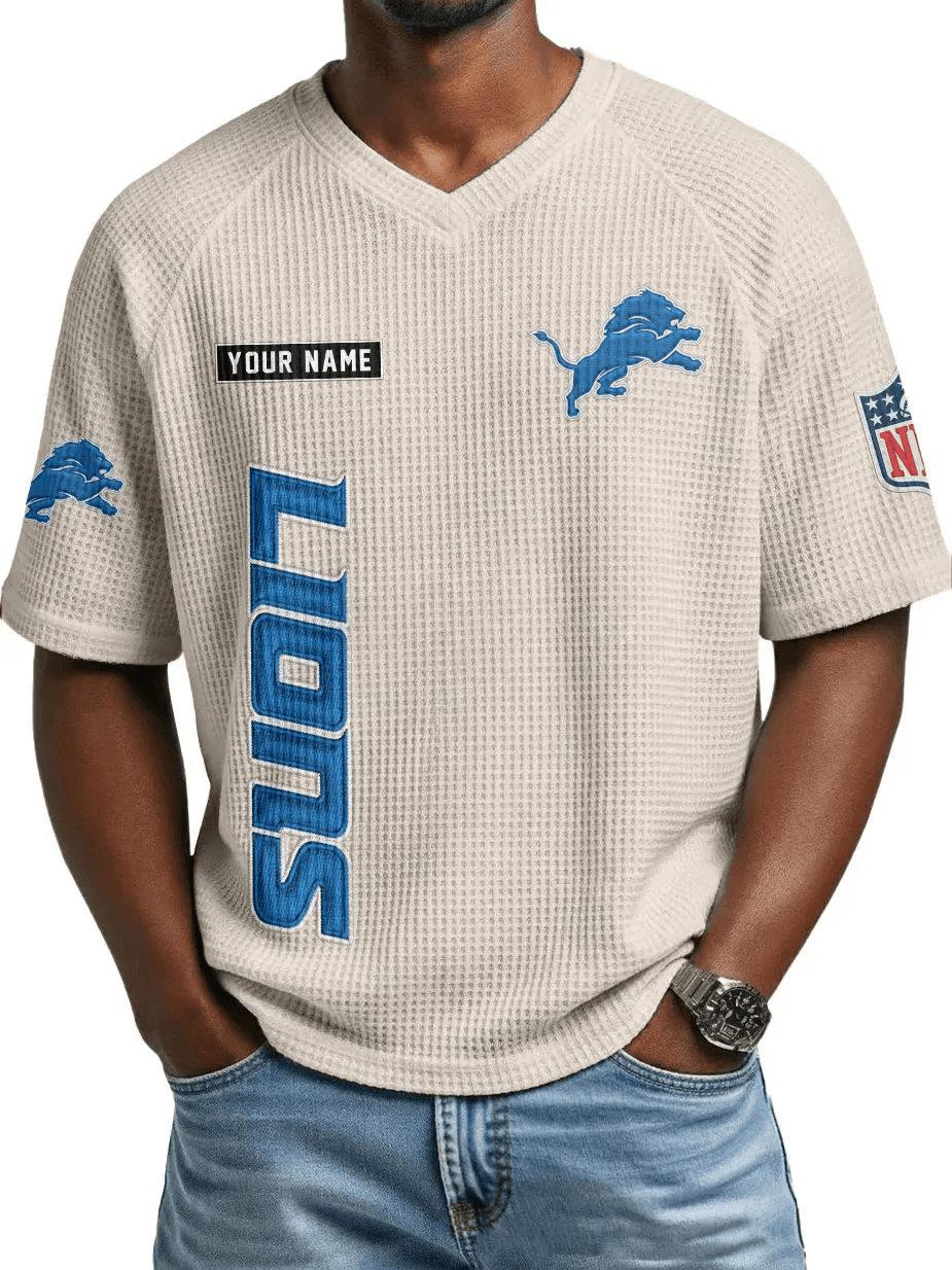 Detroit Lions Men’s Waffle V-neck T-shirt PZMKUD